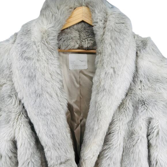 Vintage Rose Cloak & Suit Co Gray Ivory Vegan Faux Fur Coat Made in USA - Picture 2 of 8